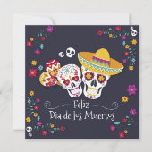 Parti Dia de Muertos coloré | Invitation (Devant)