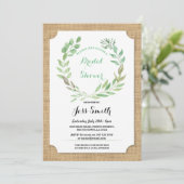 Parti Fête de l'mariée Rustic Burlap Invitation Fe (Debout devant)