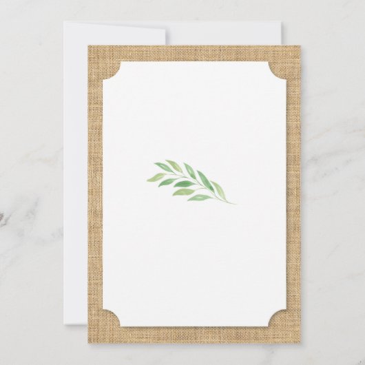 Parti Fête de l'mariée Rustic Burlap Invitation Fe (Dos)