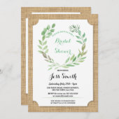 Parti Fête de l'mariée Rustic Burlap Invitation Fe (Devant / Derrière)