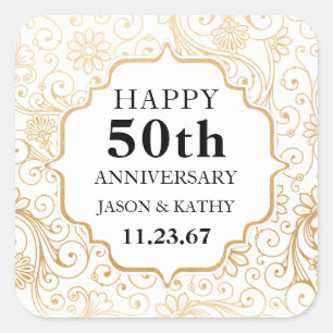 Parti Gold Swirl moderne faveur autocollant