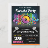 Parti Karaoke | Musique colorée Invitation Anniver (Devant)