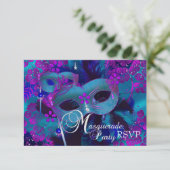 Parti mascarade Turquoise et violette RSVP (Debout devant)
