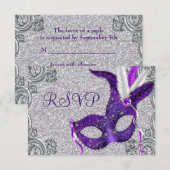 Parti mascarade violet argenté et rose RSVP (Devant / Derrière)
