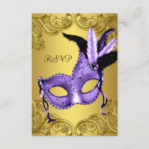 Parti mascarade violet et or RSVP