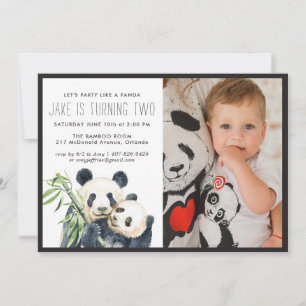 Parti Panda Invitation Monochrome & Photo