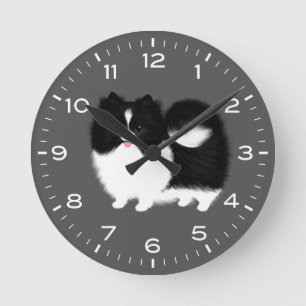 Parti Pom Black and White Pomeranian Ronde Klok