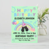 Parti Poodle Birthday Invitation in Green (Debout devant)
