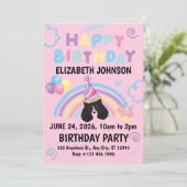 Parti Poodle Birthday Invitation in Pink (Debout devant)