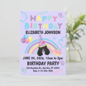 Parti Poodle Birthday Invitation in Purple (Debout devant)