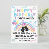 Parti Poodle Birthday Invitation in White (Debout devant)