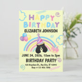Parti Poodle Birthday Invitation in Yellow (Debout devant)