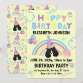 Parti Poodle Birthday Invitation in Yellow (Devant / Derrière)