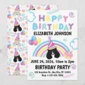 Parti Poodle Birthday Party Invitation White (Devant / Derrière)