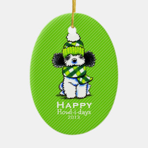 Parti Poodle Pset Scarf kerstband Aangepast Keramisch Ornament