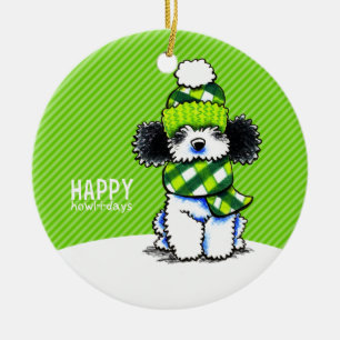 Parti Poodle Scarf Kerstmis Happy Howl-i-days Keramisch Ornament