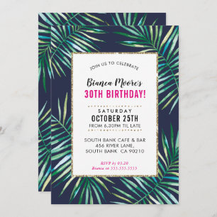 PARTI TROPICAL INVITATION aquarelle palmier feuill