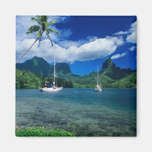 Particuliere jachten verankerd in Opunohu Bay op d Magneet