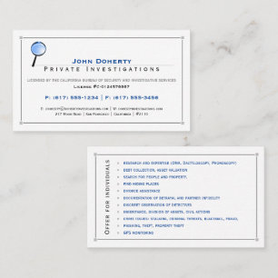 Particuliere onderzoeken Detective Professional Visitekaartje