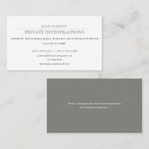 Particuliere onderzoeken   Rechercheur Visitekaartje