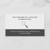 Particuliere onderzoeker | Rechercheur Visitekaart Visitekaartje (Achterkant)