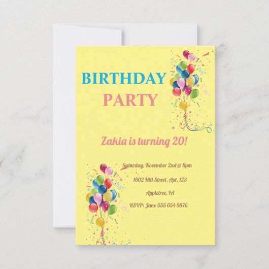 partie anniversaire Invitation (Devant)