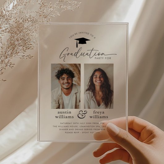 Partie de graduation conjointe 2 Invitation photo
