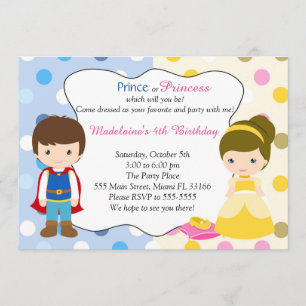 Partie de prince princesse Invitation Kids Birhday