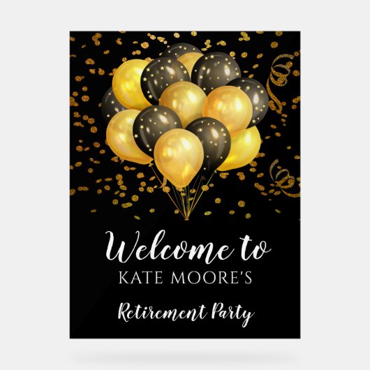 Partie de retraite moderne Gold Black Ballons (Recto)