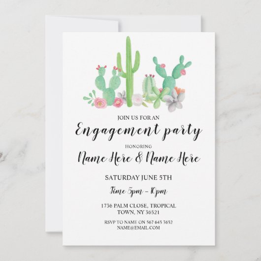 Partie d'engagement Cactus Cactus Invitation d'aqu (Devant)