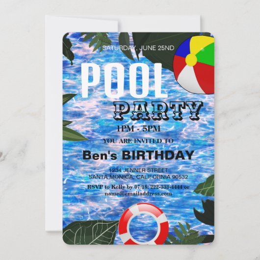 Partie du pool | Nage Invitation d'anniversaire (Devant)