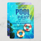 Partie du pool | Nage Invitation d'anniversaire (Devant / Derrière)