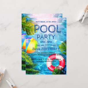 Partie du pool Nage Invitation d'anniversaire
