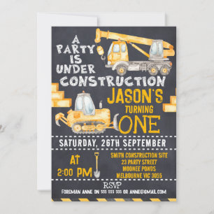 Partie en construction 1er anniversaire Invitation