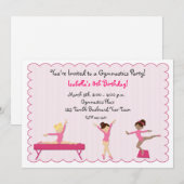 Partie gymnastique, dégringolant, invitation rose (Devant / Derrière)