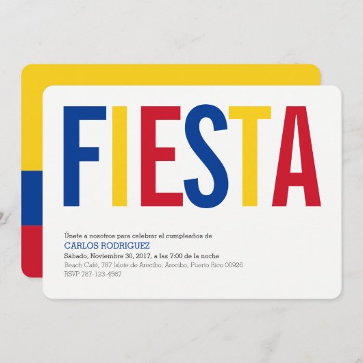 Partie : Invitations : La Colombie : Drapeau (Devant / Derrière)