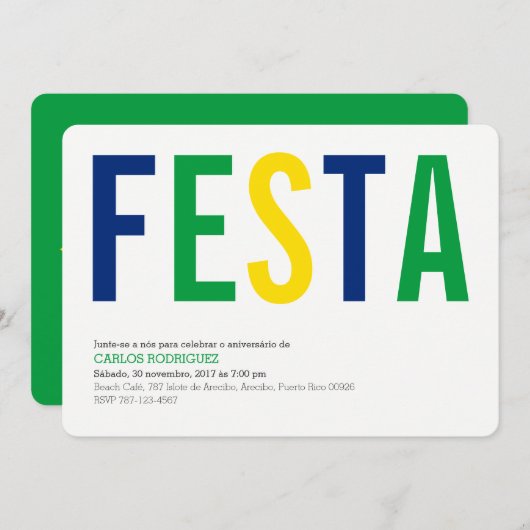 Partie : Invitations : Le Brésil : Drapeau (Devant / Derrière)