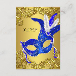 Partie RSVP de mascarade de bleu et d'or
