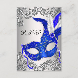 Partie RSVP de mascarade de masque de bleu royal