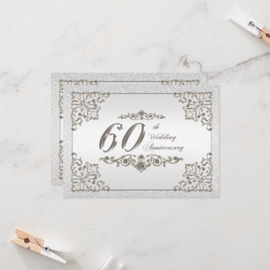 Parties scintillant 60e anniversaire Mariage Carte (Devant/Arrière en situation)