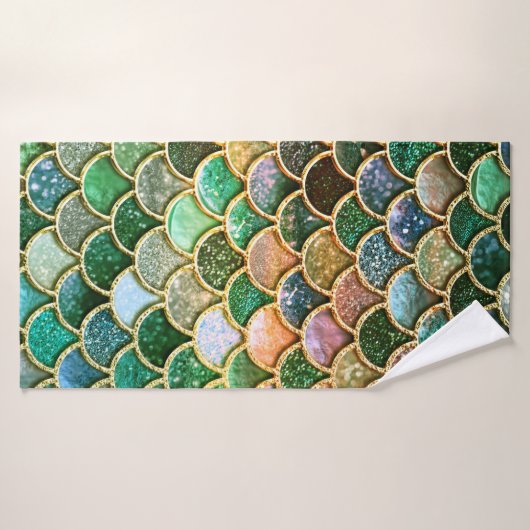 Parties scintillant à huile de métal vert Étalage (Serviette de bain)