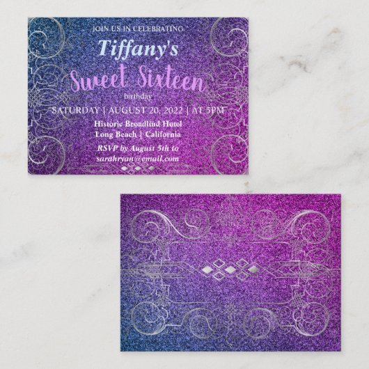 Parties scintillant à la mode Invitation d'anniver (Devant / Derrière)