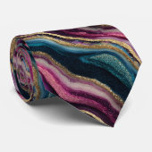 Parties scintillant Agate rose cyan Cravate (Roulé)