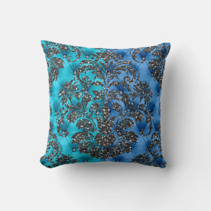 Parties scintillant Aqua/Bleue Coussin Satin Deux
