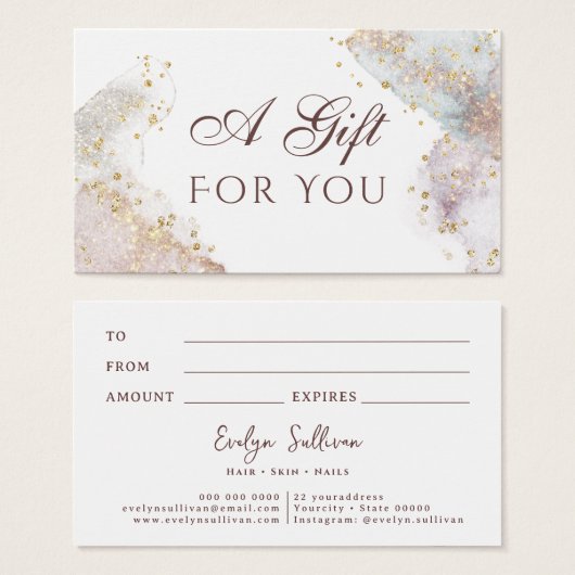 Parties scintillant aquarelle formes carte cadeau (Devant & derrière)