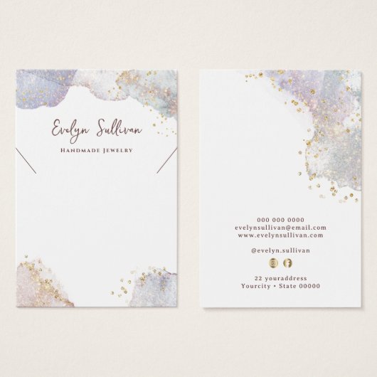 Parties scintillant aquarelle formes collier carte (Devant & derrière)