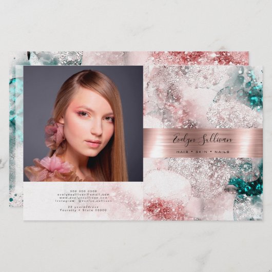 Parties scintillant aquarelle rose feuille or bifo (Devant / Derrière)