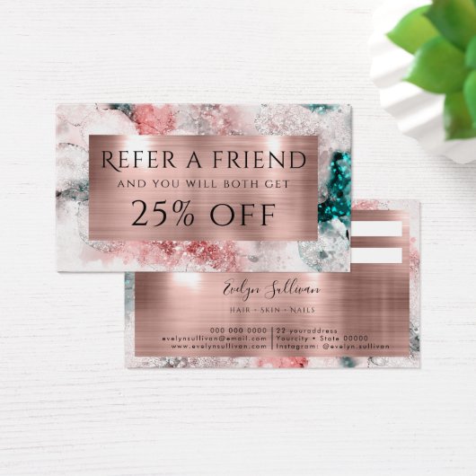 Parties scintillant aquarelle rose feuille or cart (Bureau)