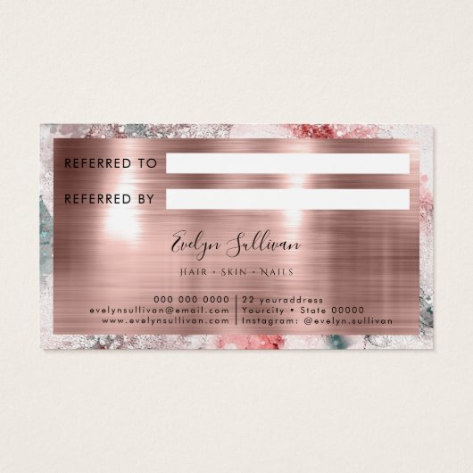 Parties scintillant aquarelle rose feuille or cart (Dos)