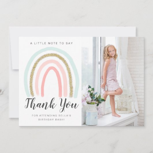 Parties scintillant arc-en-ciel Carte de remerciem (Devant)